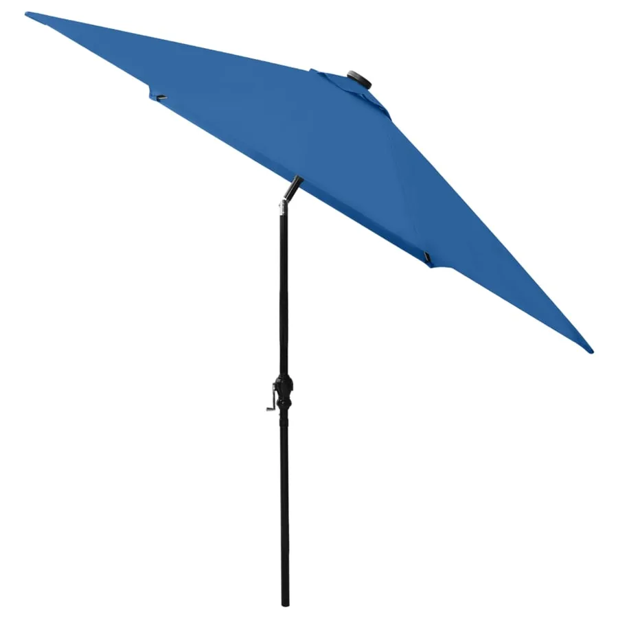 Parasol de jardin avec LED et mât en acier bleu azuré 2x3 m - 5