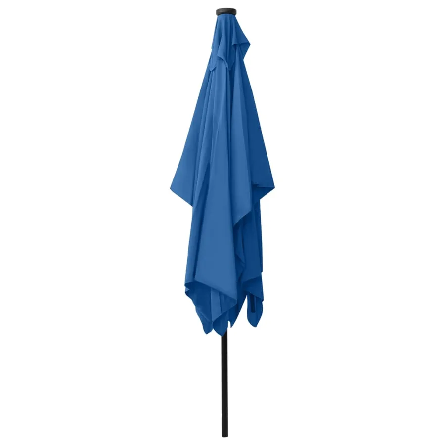 Parasol de jardin avec LED et mât en acier bleu azuré 2x3 m - 6