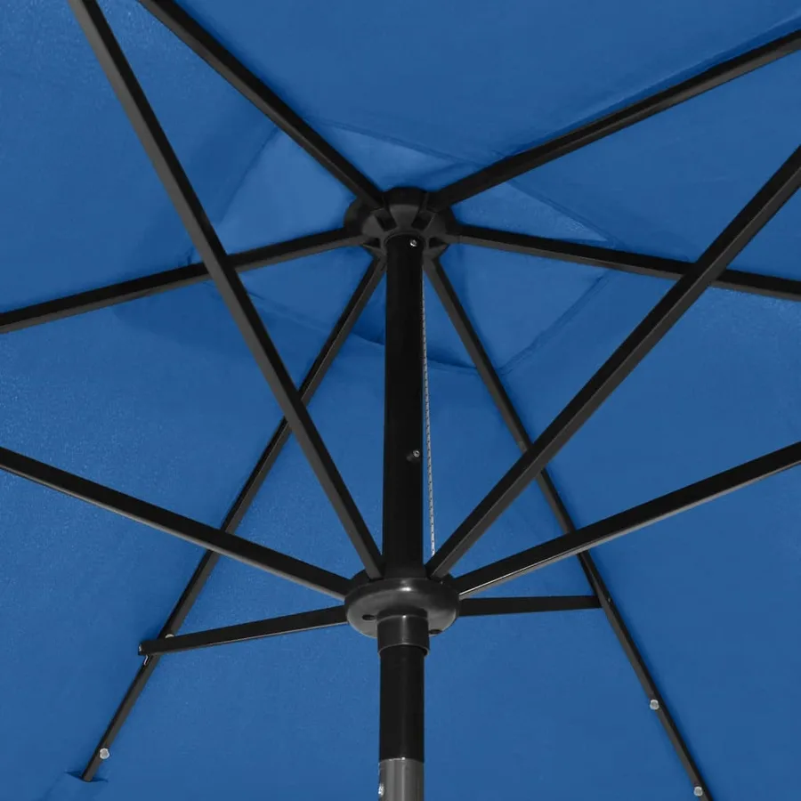 Parasol de jardin avec LED et mât en acier bleu azuré 2x3 m - 9