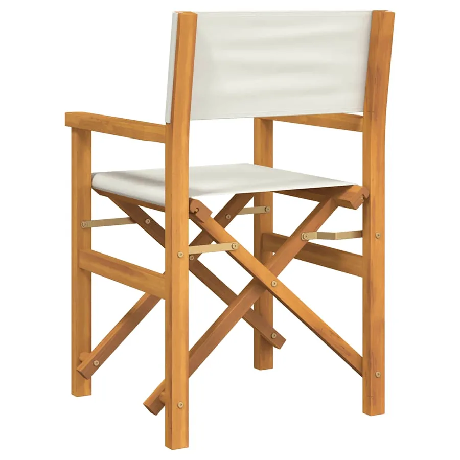 Chaise de metteur en scène pliante crème bois teck massif - 5