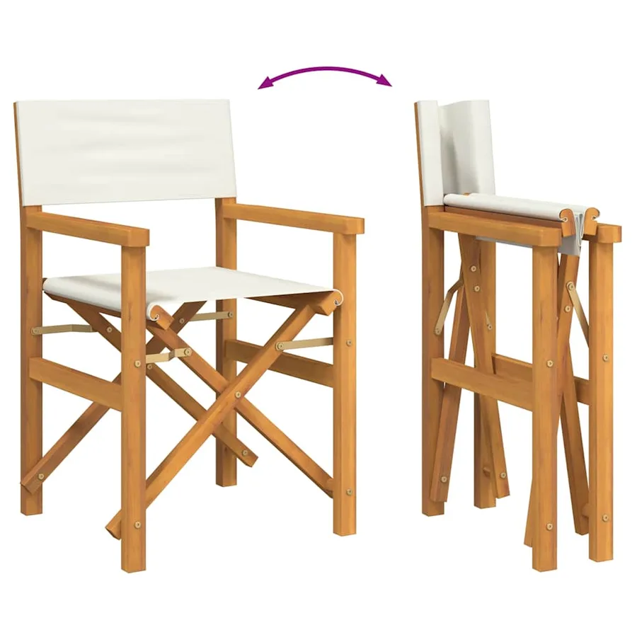 Chaise de metteur en scène pliante crème bois teck massif - 6