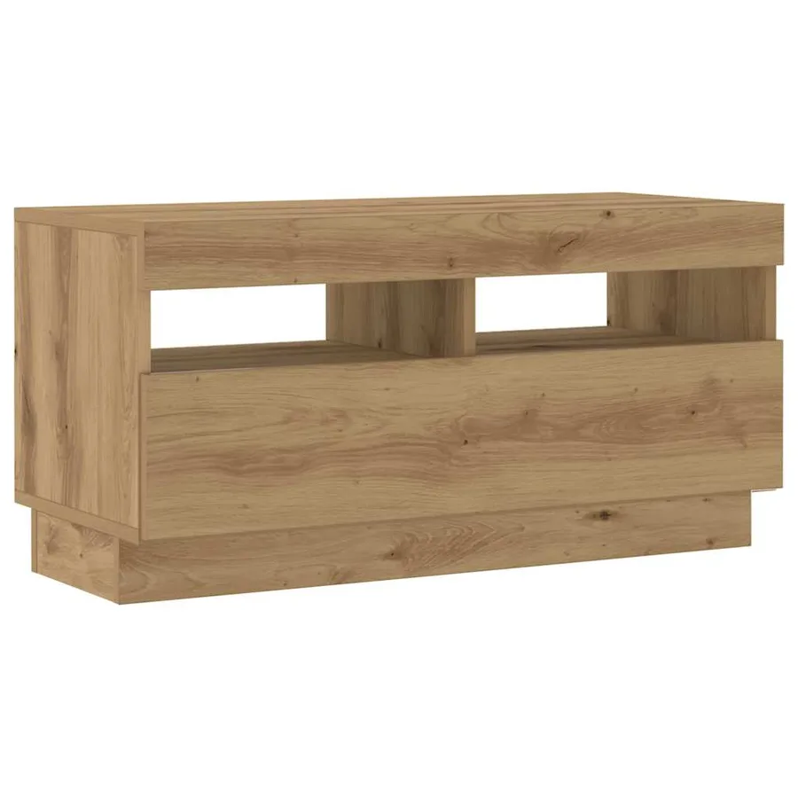 Meuble TV avec lumières LED chêne artisanal bois d'ingénierie - 4