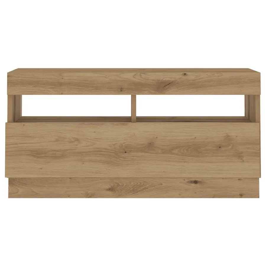 Meuble TV avec lumières LED chêne artisanal bois d'ingénierie - 7