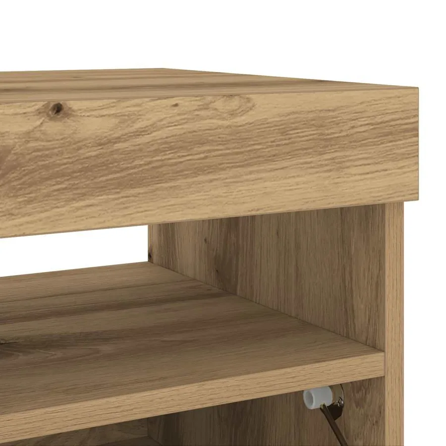 Meuble TV avec lumières LED chêne artisanal bois d'ingénierie - 8