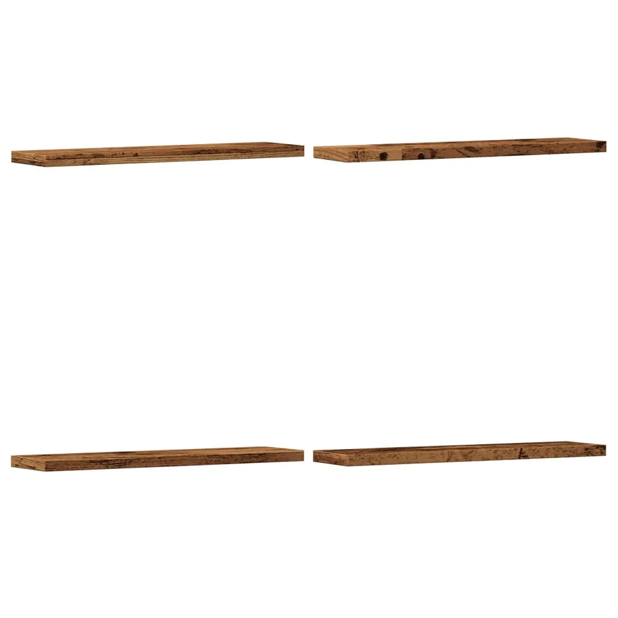 Étagères murales 4 pcs vieux bois 40x10x1,5cm bois d'ingénierie - 2