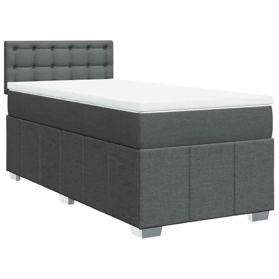 Sommier à lattes de lit avec matelas Gris foncé 90x200 cm Tissu - 3