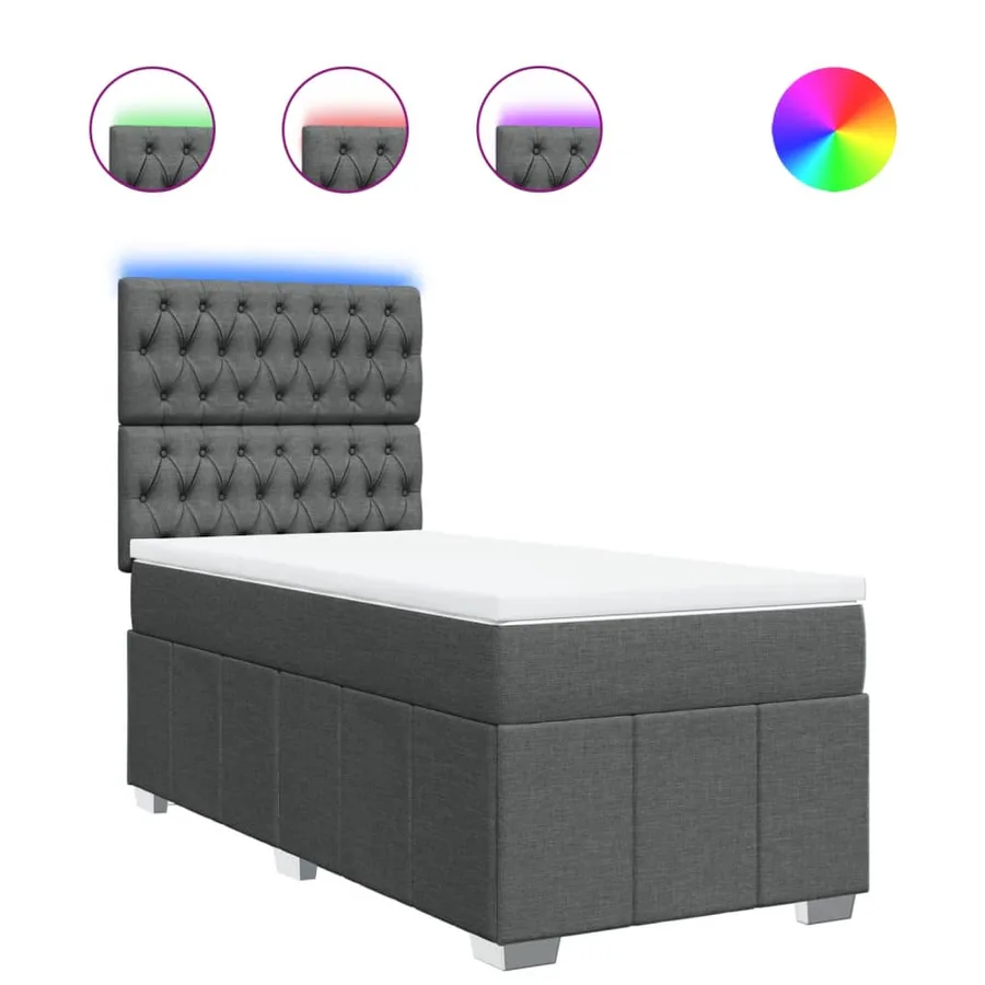 Sommier à lattes de lit avec matelas Gris foncé 90x200 cm Tissu - 2