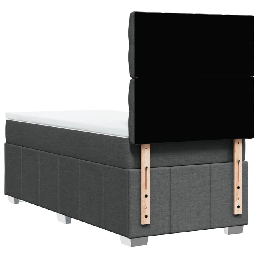 Sommier à lattes de lit avec matelas Gris foncé 90x200 cm Tissu - 8