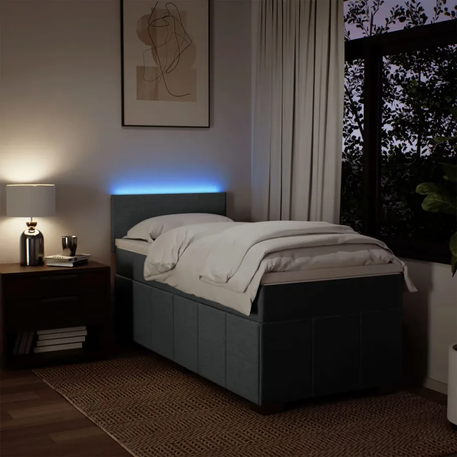 Sommier à lattes de lit avec matelas Gris foncé 90x200 cm Tissu - 4