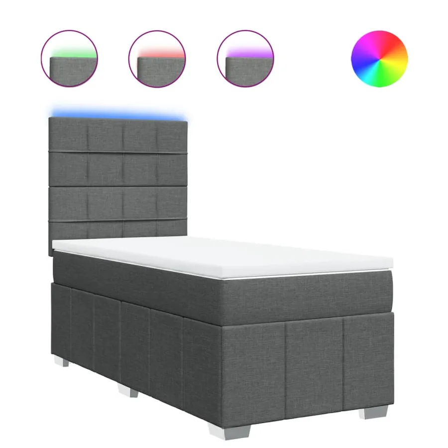 Sommier à lattes de lit avec matelas Gris foncé 90x200 cm Tissu - 2