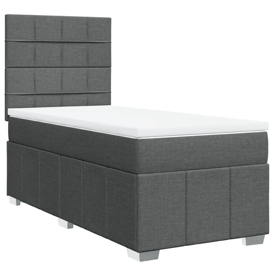 Sommier à lattes de lit avec matelas Gris foncé 90x200 cm Tissu - 3