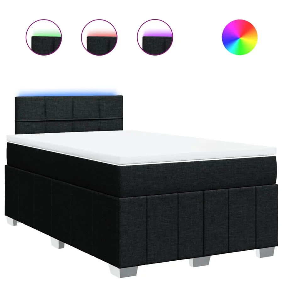 Sommier à lattes de lit avec matelas noir 120x190 cm tissu - 2