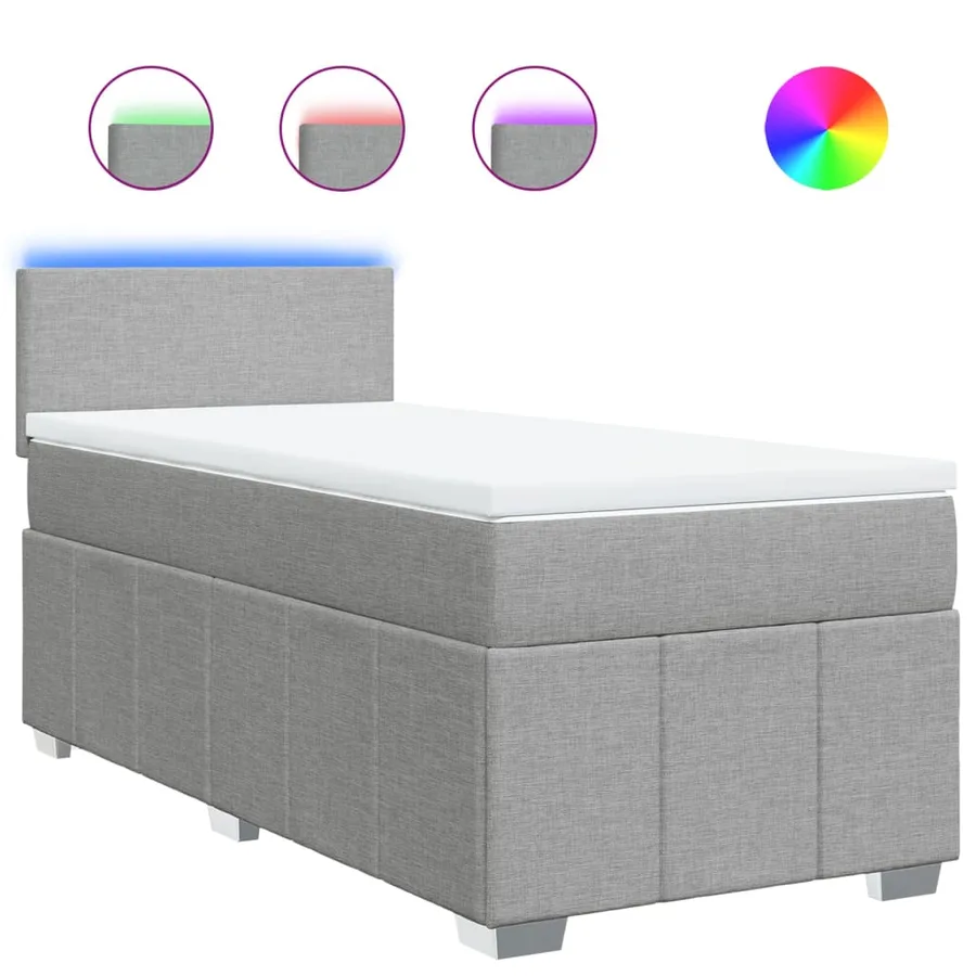 Sommier à lattes de lit avec matelas Gris clair 100x200cm Tissu - 2