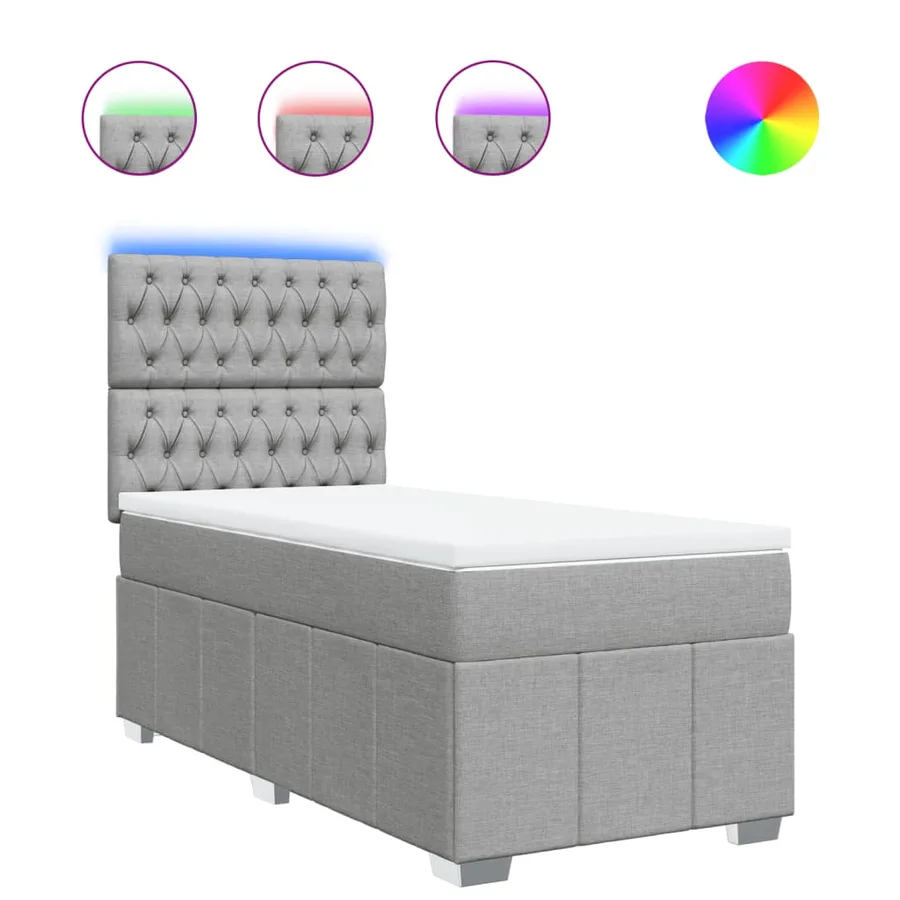Sommier à lattes de lit avec matelas Gris clair 100x200cm Tissu - 2