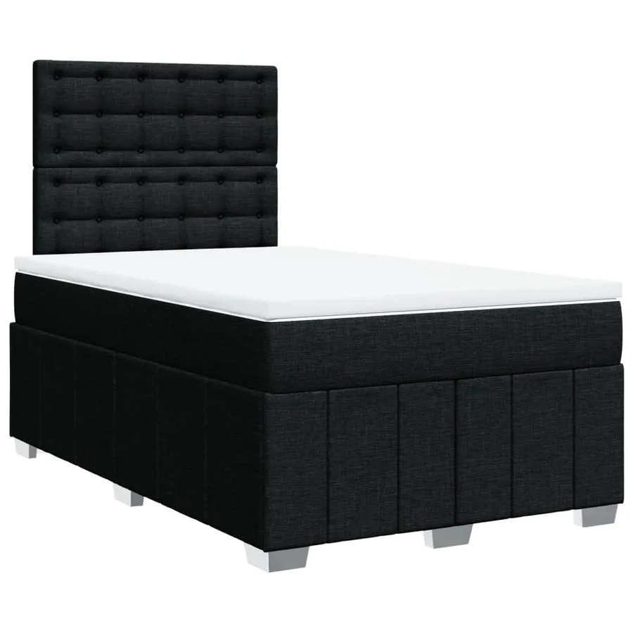 Sommier à lattes de lit avec matelas noir 120x190 cm tissu - 2