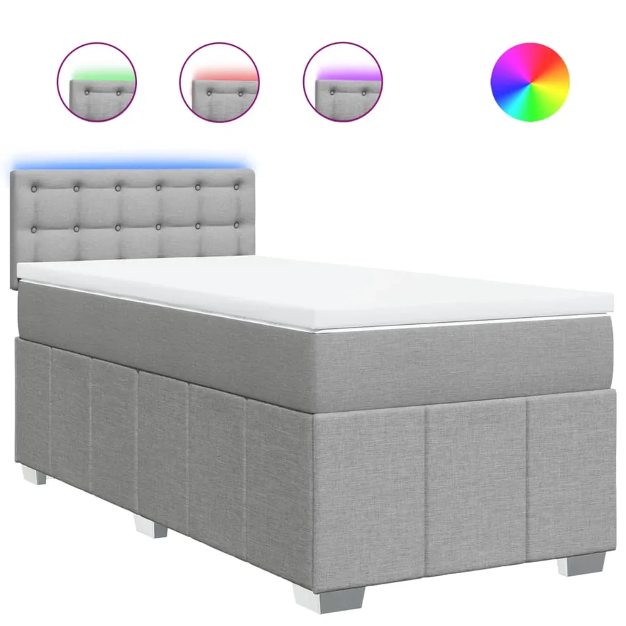 Sommier à lattes de lit avec matelas Gris clair 100x200cm Tissu - 2