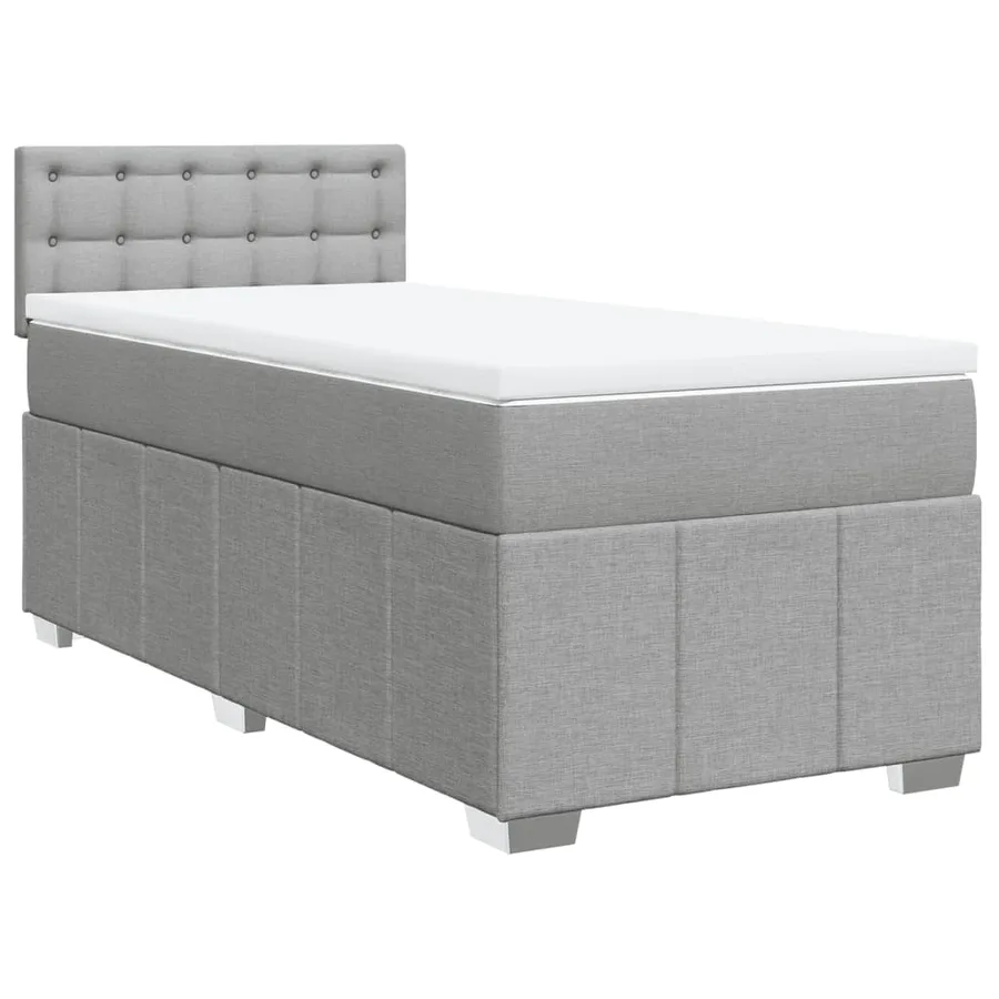 Sommier à lattes de lit avec matelas Gris clair 100x200cm Tissu - 3