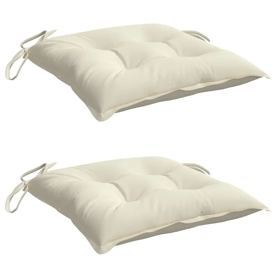 Coussins de chaise lot de 2 blanc crème 50x50x7 cm tissu oxford - 3