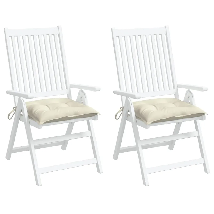 Coussins de chaise lot de 2 blanc crème 50x50x7 cm tissu oxford - 4
