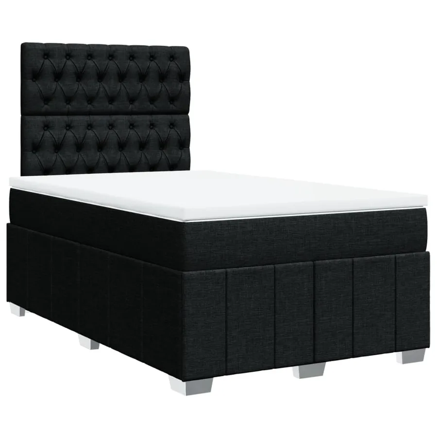Sommier à lattes de lit avec matelas noir 120x190 cm tissu - 2