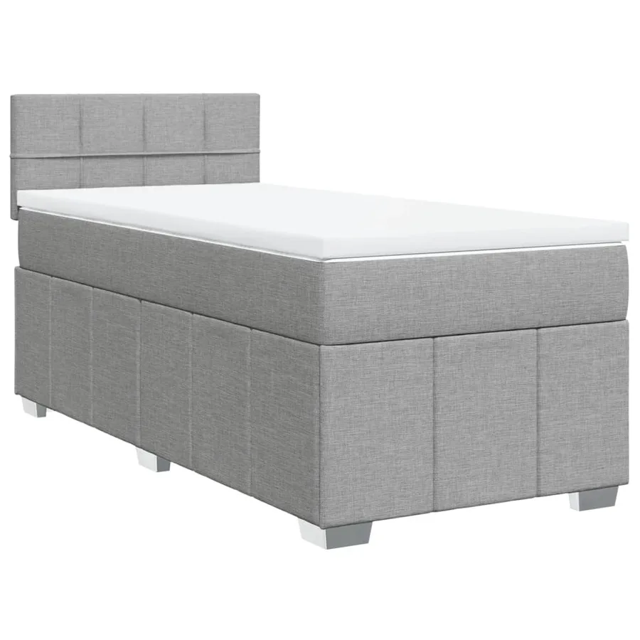 Sommier à lattes de lit avec matelas Gris clair 100x200cm Tissu - 3