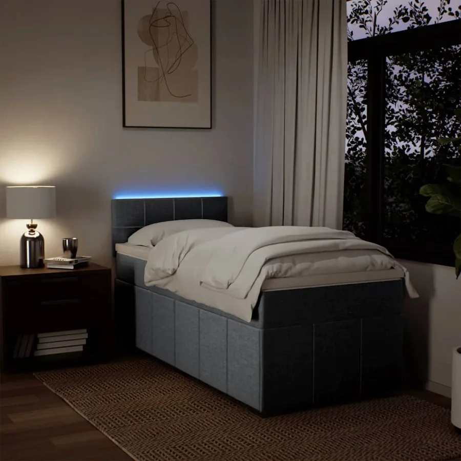 Sommier à lattes de lit avec matelas Gris clair 100x200cm Tissu - 5