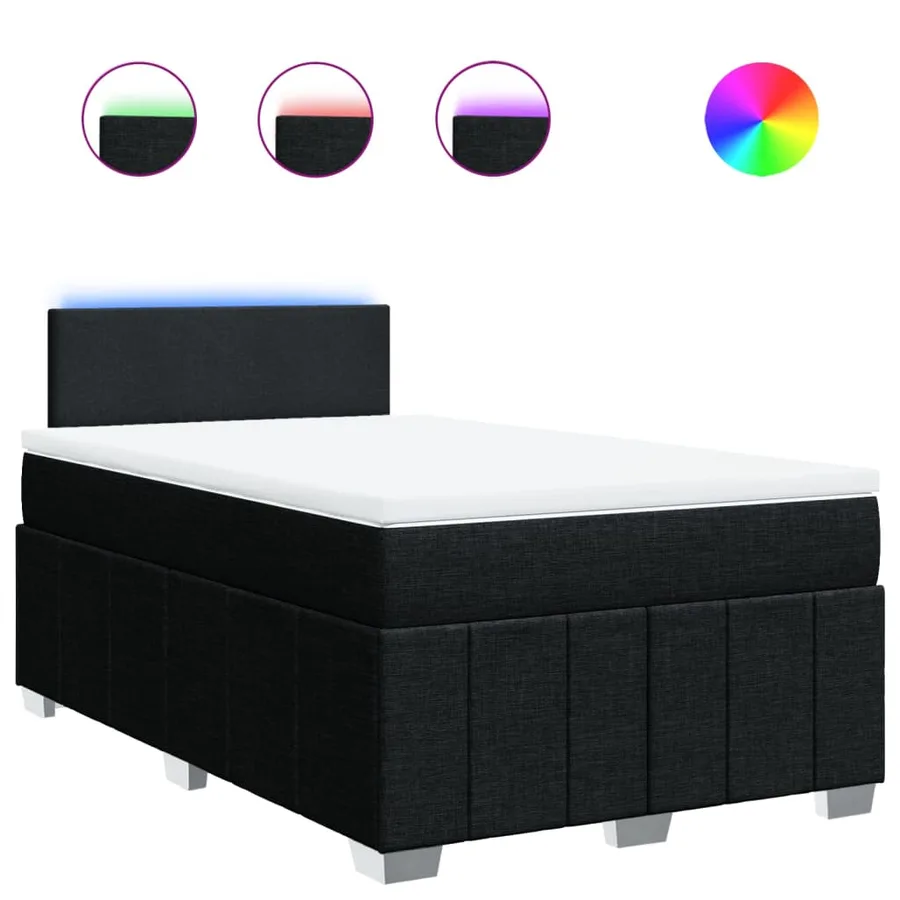Sommier à lattes de lit avec matelas noir 120x190 cm tissu - 2