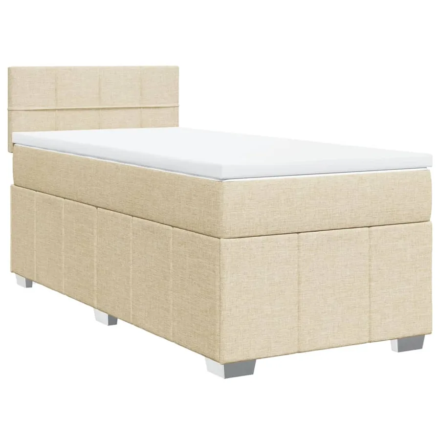 Sommier à lattes de lit et matelas Crème 90x190 cm Tissu - 2