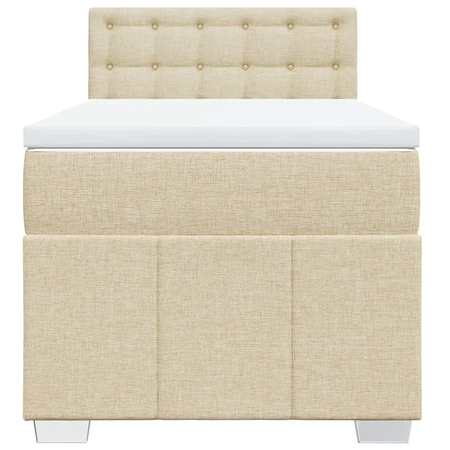 Sommier à lattes de lit et matelas Crème 90x190 cm Tissu - 4