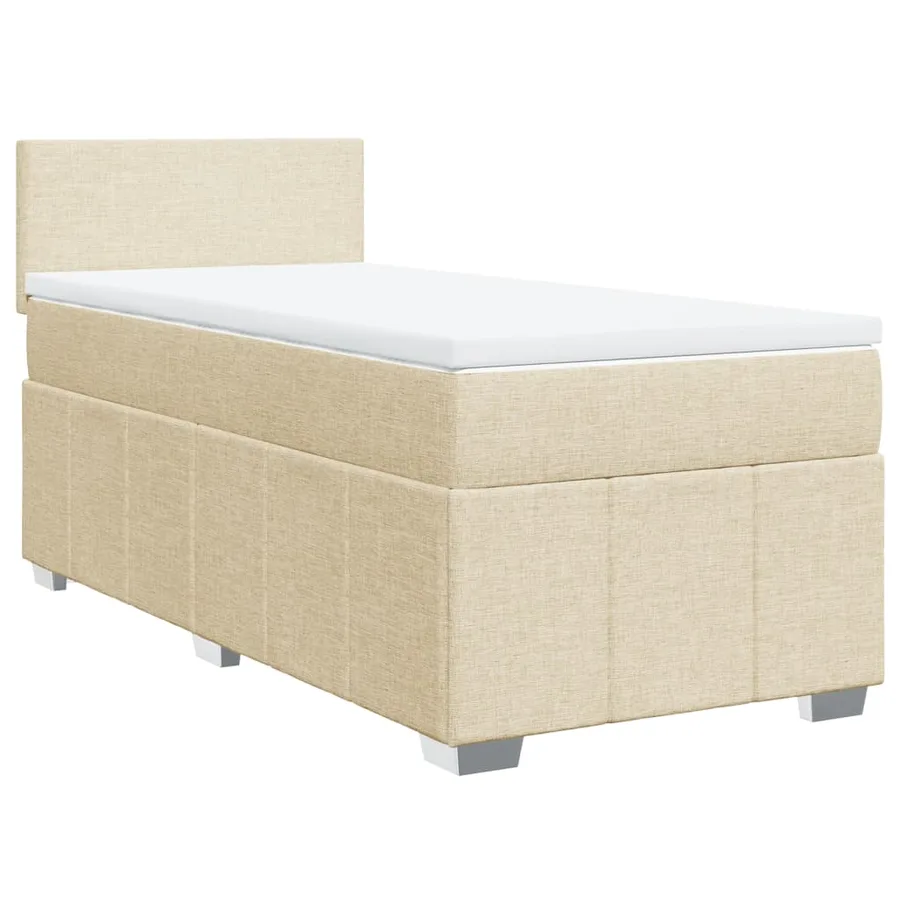 Sommier à lattes de lit et matelas Crème 90x190 cm Tissu - 2