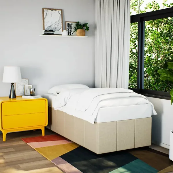 Cadre de lit sans matelas crème 90x190 cm tissu