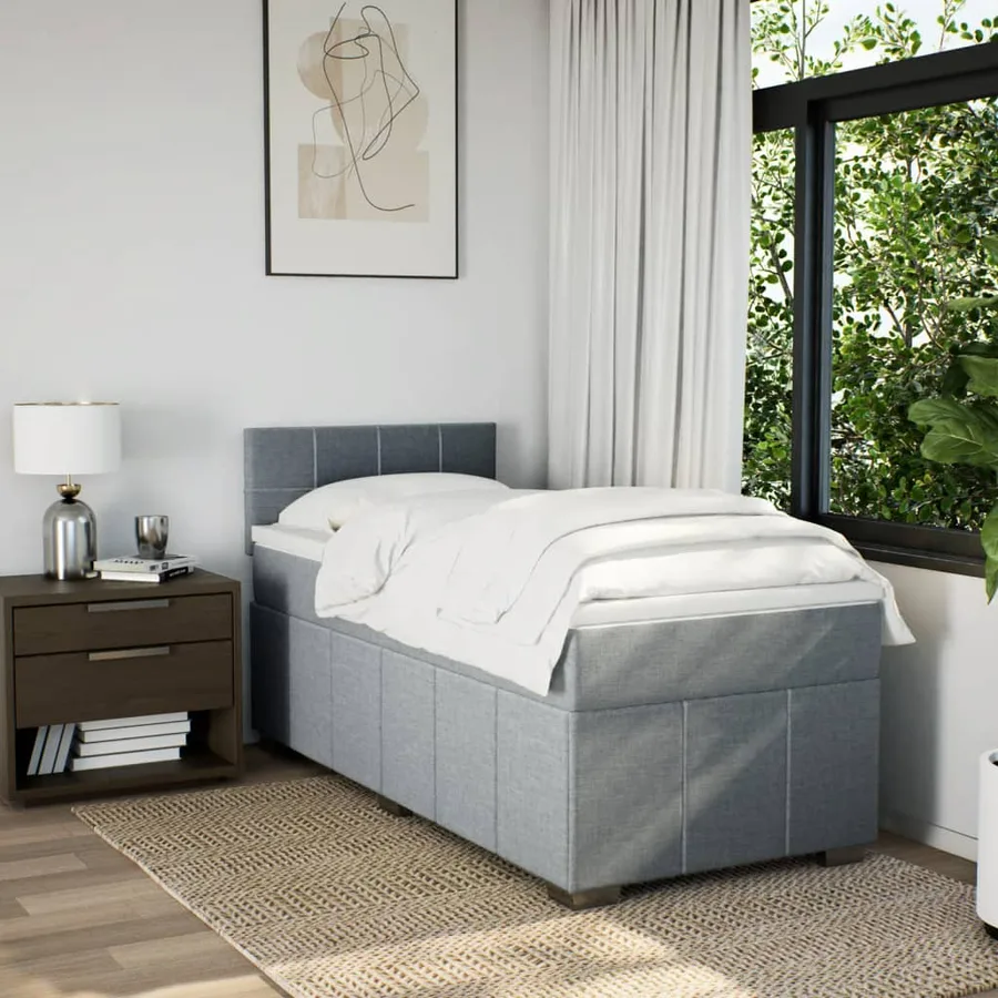 Sommier à lattes de lit et matelas Gris clair 90x190 cm Tissu - 3