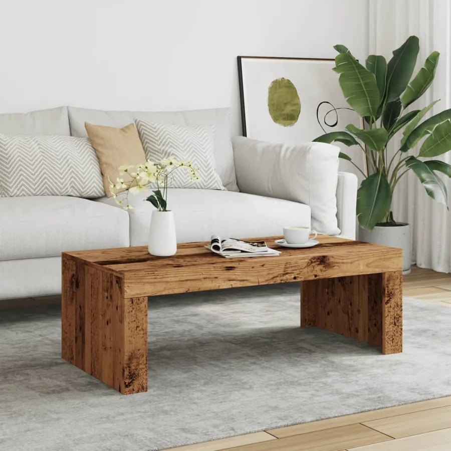 Table basse vieux bois 102x50x35 cm bois d'ingénierie - 3
