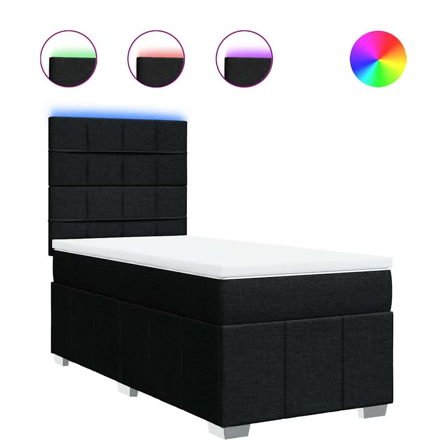Sommier à lattes de lit avec matelas Noir 90x190 cm Tissu - 2