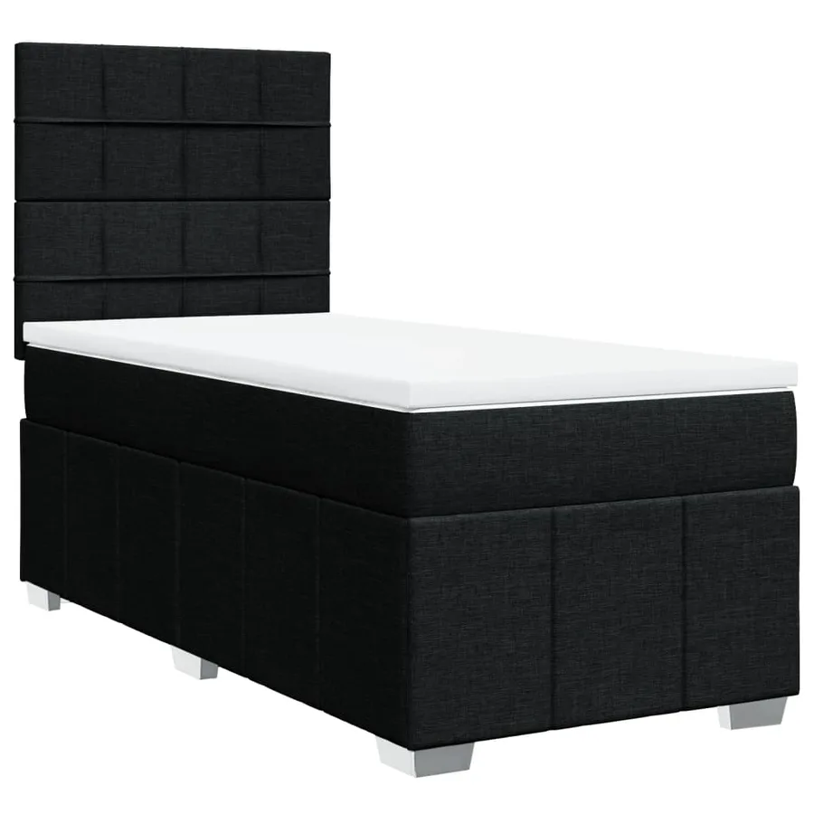 Sommier à lattes de lit avec matelas Noir 90x190 cm Tissu - 2