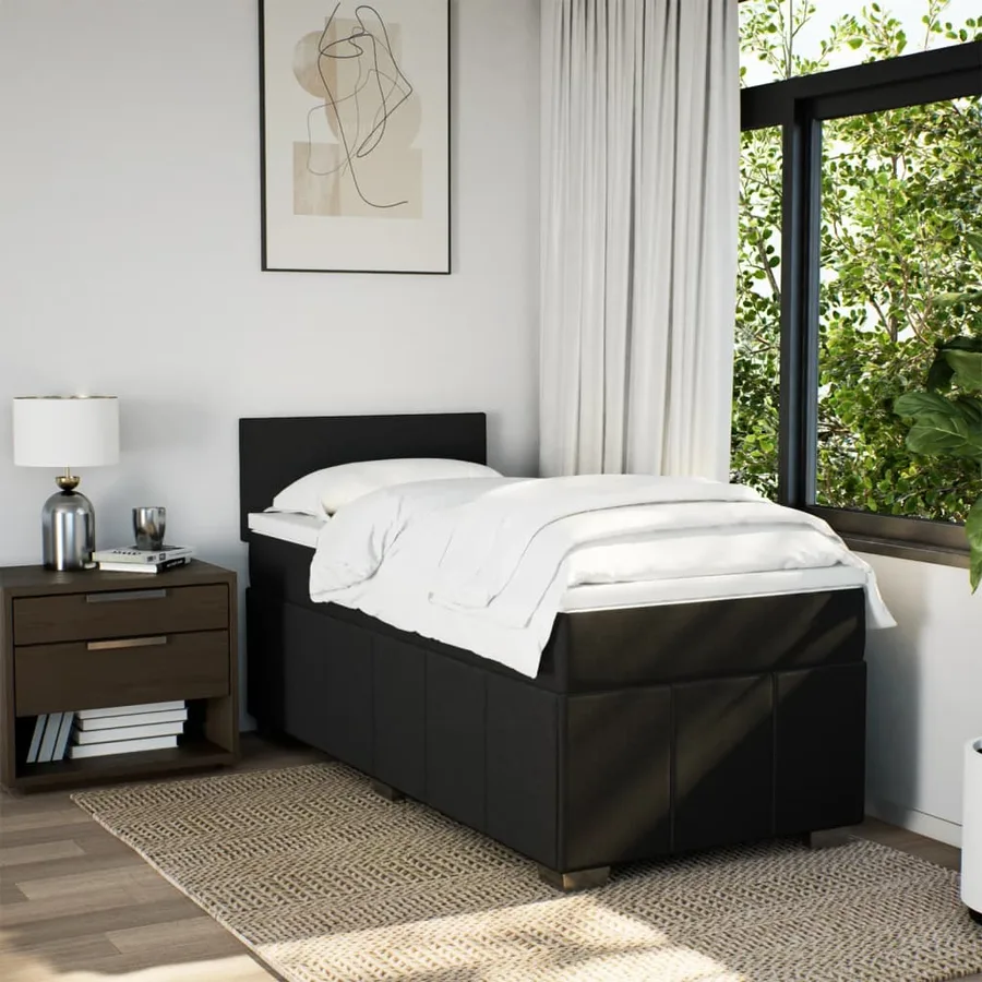 Sommier à lattes de lit avec matelas Noir 90x190 cm Tissu - 4