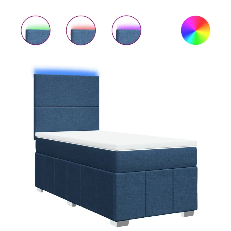 Sommier à lattes de lit avec matelas Bleu 90x200 cm Tissu - 2