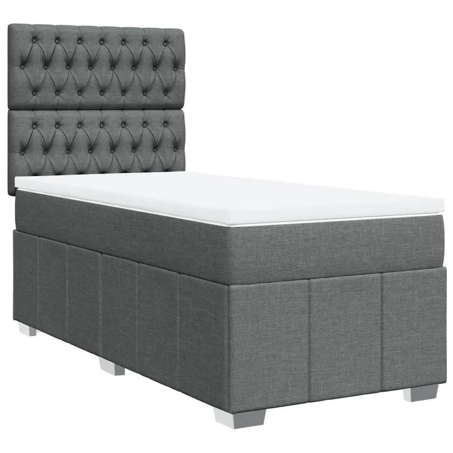 Sommier à lattes de lit et matelas Gris foncé 90x190 cm Tissu - 3