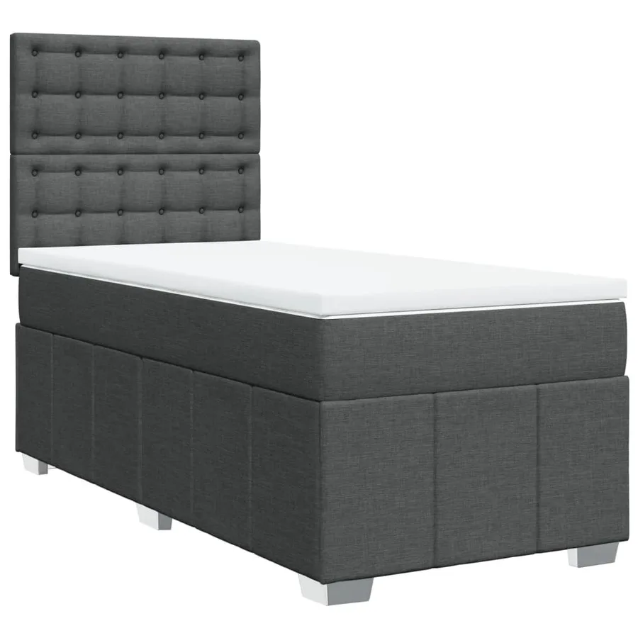 Sommier à lattes de lit et matelas Gris foncé 90x190 cm Tissu - 3