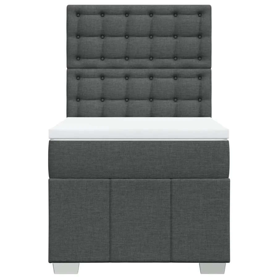 Sommier à lattes de lit et matelas Gris foncé 90x190 cm Tissu - 6