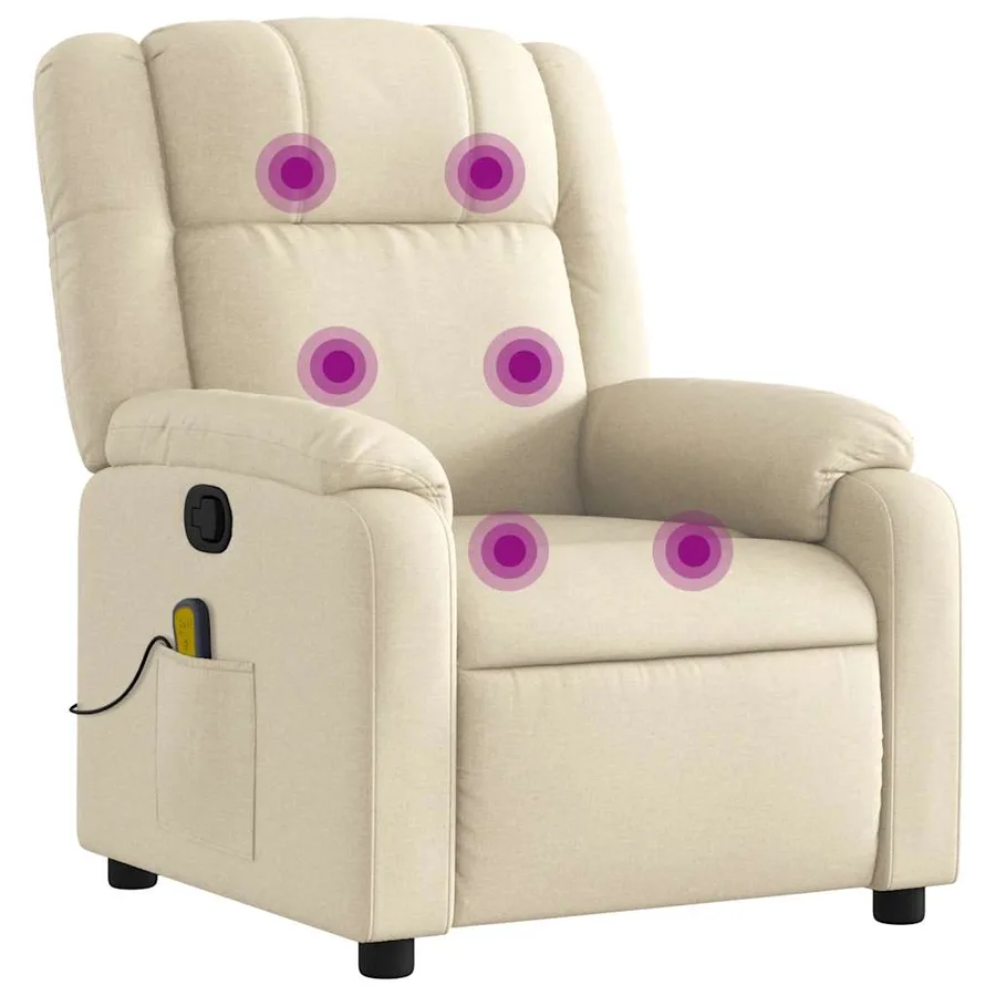 Fauteuil inclinable de massage crème tissu - 2