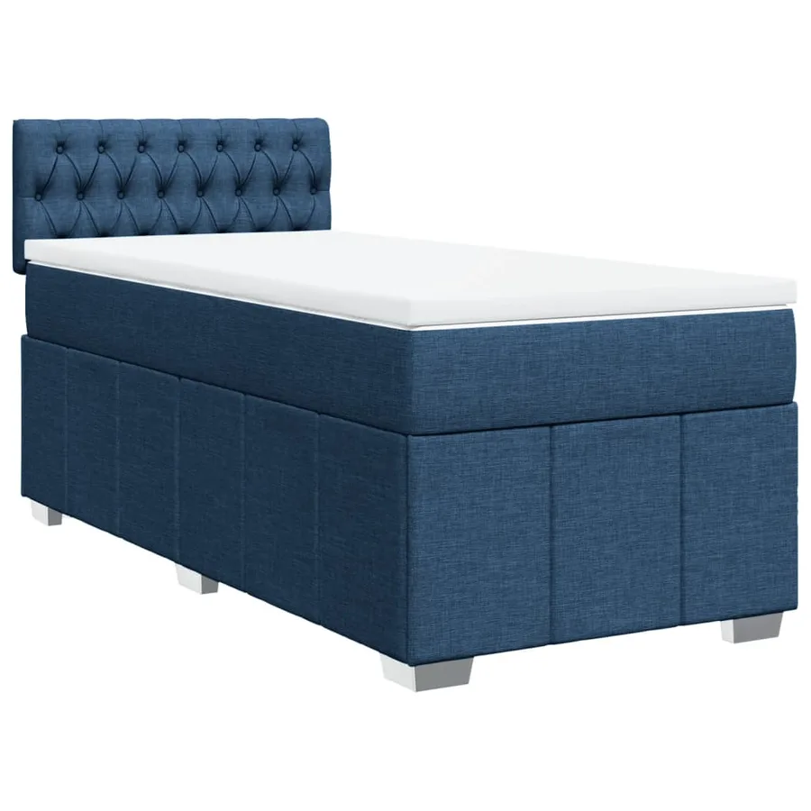 Sommier à lattes de lit avec matelas Bleu 90x200 cm Tissu - 3
