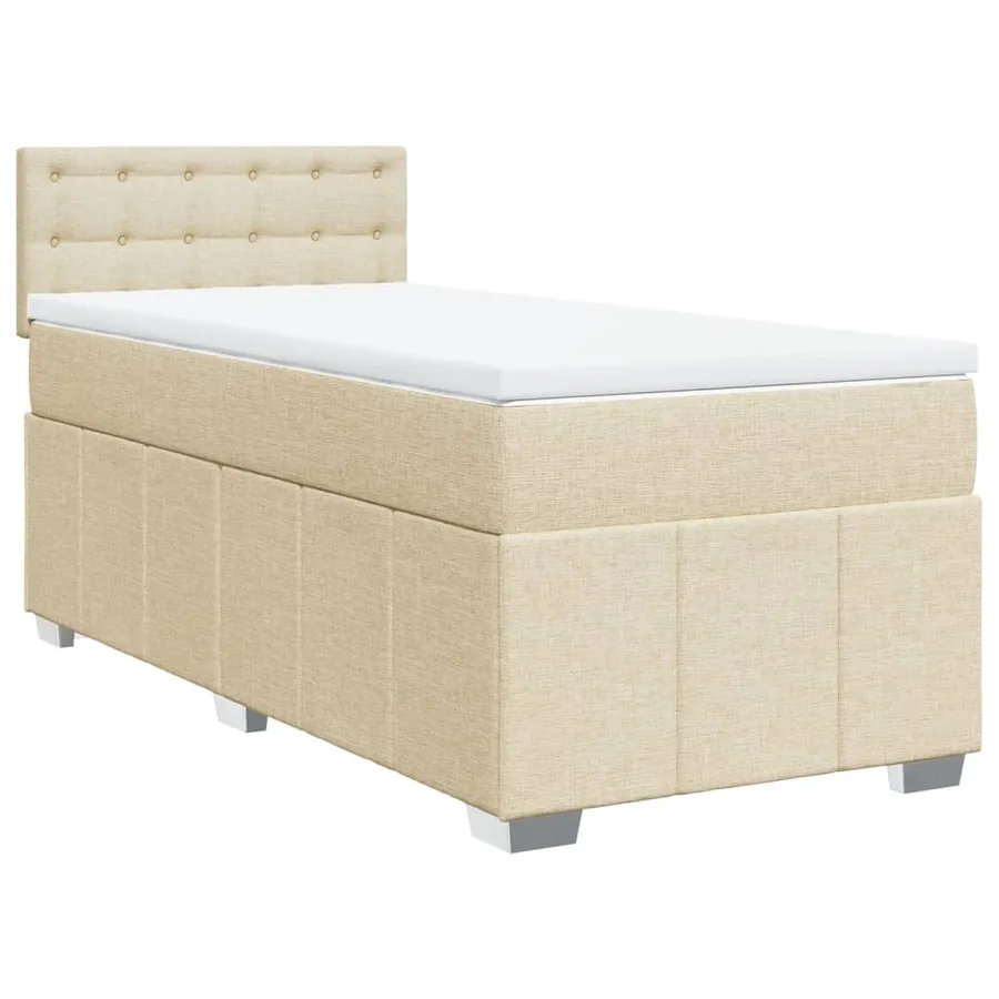 Sommier à lattes de lit avec matelas Crème 90x200 cm Tissu - 3
