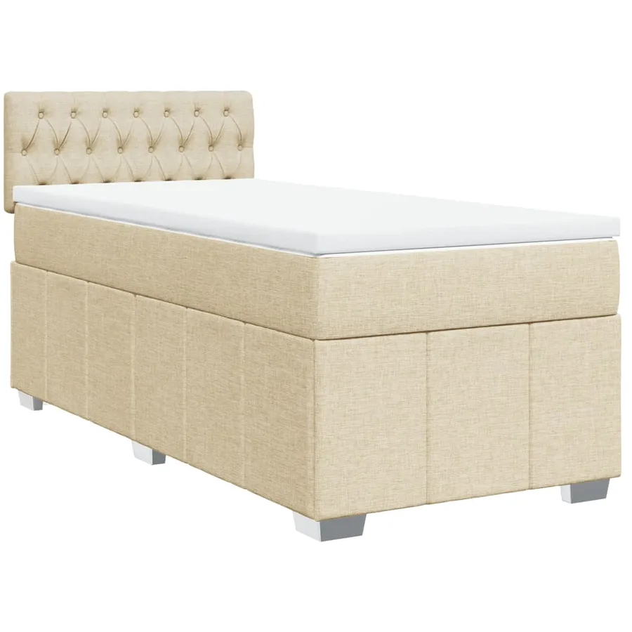 Sommier à lattes de lit avec matelas Crème 90x200 cm Tissu - 2