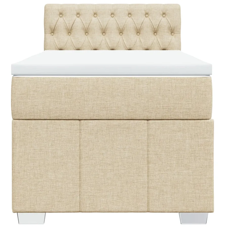Sommier à lattes de lit avec matelas Crème 90x200 cm Tissu - 4