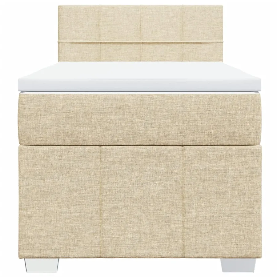 Sommier à lattes de lit avec matelas Crème 90x200 cm Tissu - 4