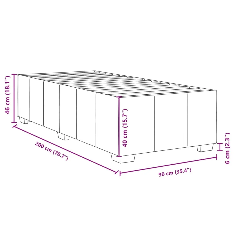 Cadre de lit sans matelas crème 90x200 cm tissu - 9