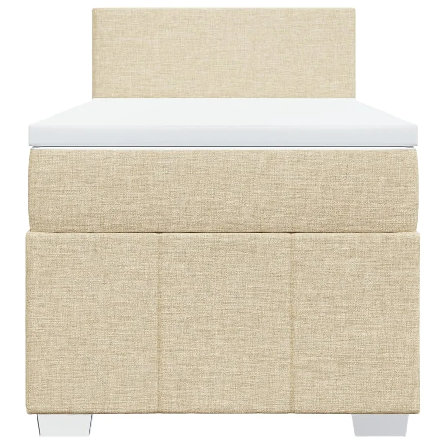 Sommier à lattes de lit avec matelas Crème 90x200 cm Tissu - 4