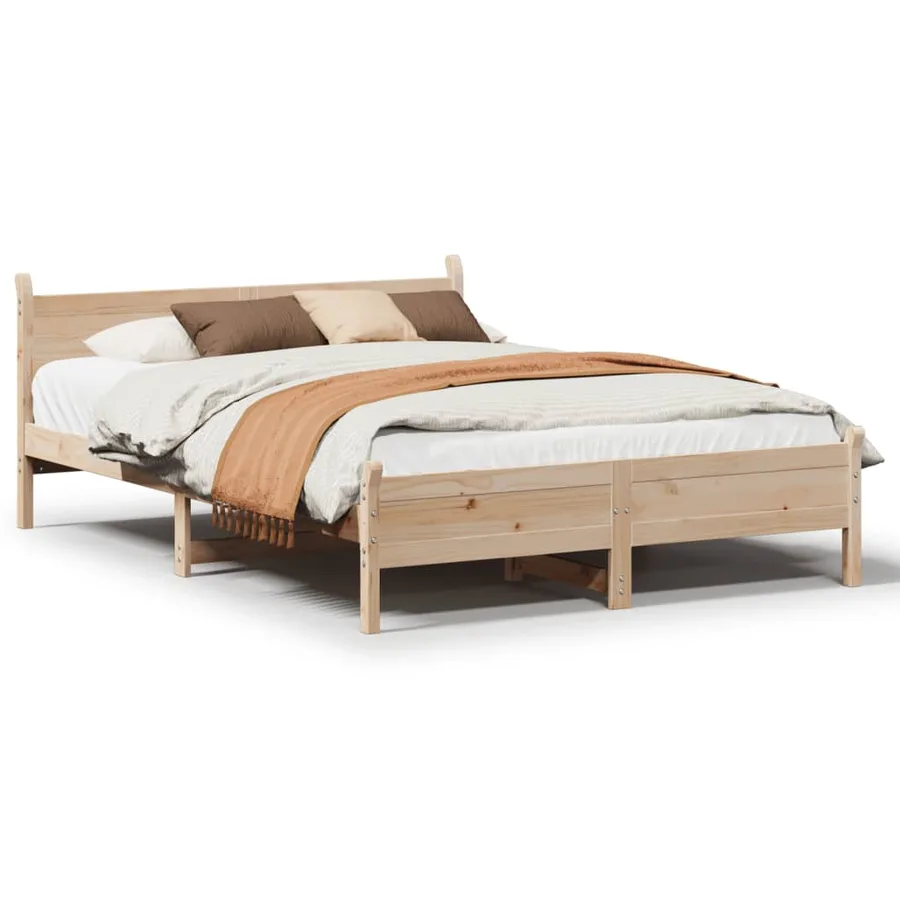 Cadre de lit sans matelas 140x200 cm bois massif de pin - 2