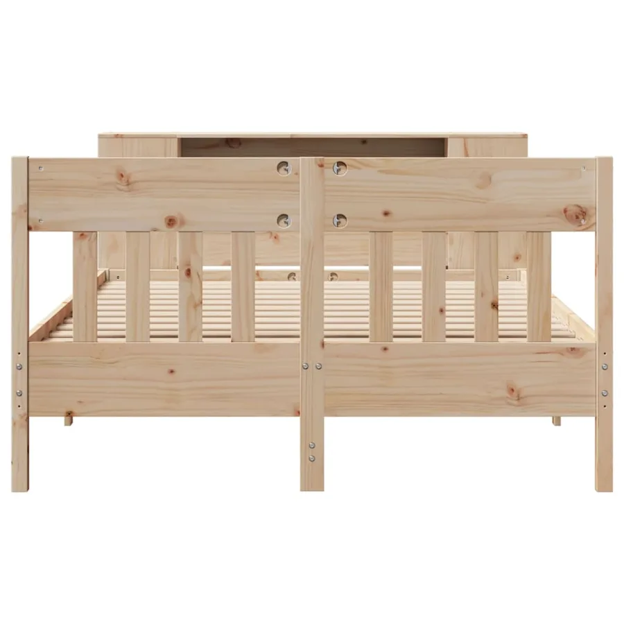 Lit bibliothèque sans matelas 160x200 cm bois massif de pin - 4